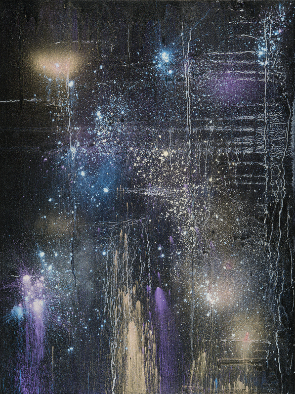 Kristin Schattenfield-Rein We Are All Made Of Stars Oil, Interference, Gold Dust, Enamel on Canvas