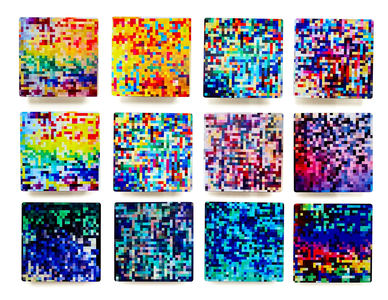 12 Pandemic Pixel Project Tiles printed on Metal