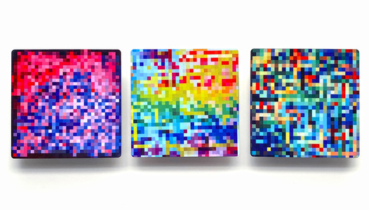3 Pandemic Pixel Project Tiles printed on Metal