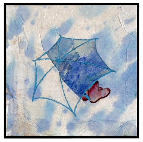 Kyujin Lee Small Work watercolor, acrylic, tissue paper on mulberry paper mounted on panel