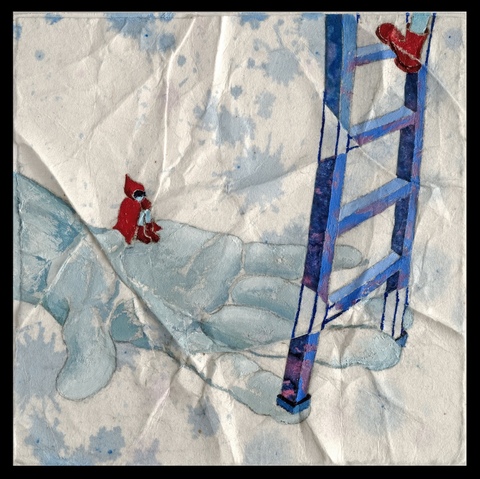 Kyujin Lee Wrinkled Times acrylic, tissue paper on mulberry paper mounted on panel