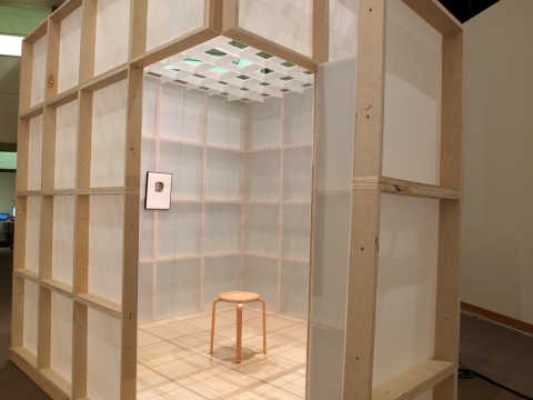 Leigh Ann Hallberg Portable Contemplation Cube  Wood, Corrugated Plastic, Hardware