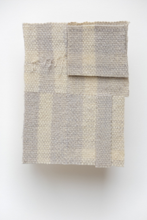 Leigh Ann Hallberg MB Standing Wave wool blanket, thread, wood, matboard