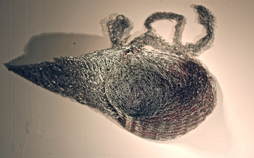 Larry Dell Metal/Fabric Sculpture chicken wire, steel wire, acrylic paint