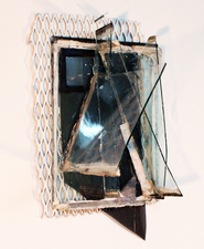 Larry Dell Metal, Glass, Fabric Plate glass, metal mesh, screen fabric, acrylic paint, leather