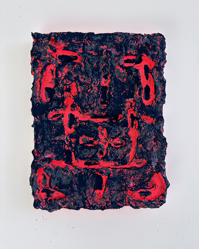                                                                                       LAS HERMANAS IGLESIAS LISA > SELECTED PAINTING Celluclay, fiber paste, paper pulp, traces of touching by Bodhild Iglesias, Bowie Iglesias, and/or Lisa Iglesias, Flashe, acrylic on wood panel