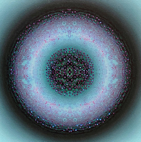Laura Gurton Bits and Pieces Mixed Media & Digital Art  - Small Circles  archival digital print on canvas with Austrian crystals
