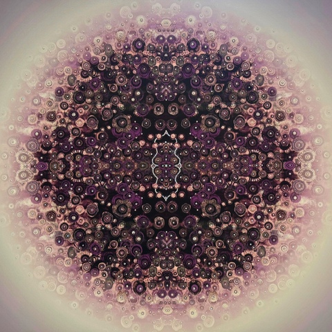 Laura Gurton Bits and Pieces  -  Mixed Media  - Circles  archival digital print on canvas with hand applied Austrian crystals