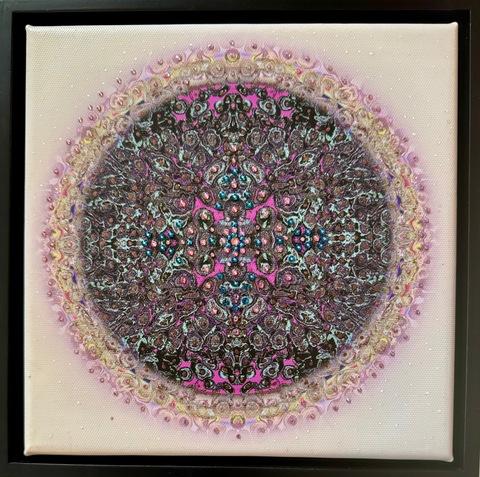 Laura Gurton Bits and Pieces - Small Circles  archival print on canvas with Austrian crystals