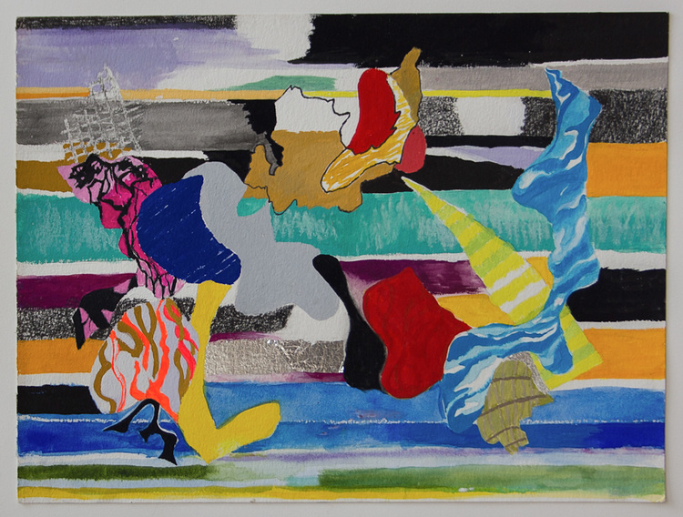 LAUREL SHUTE  Tropospheric Painting  gouache, drawing media, silver leaf on paper