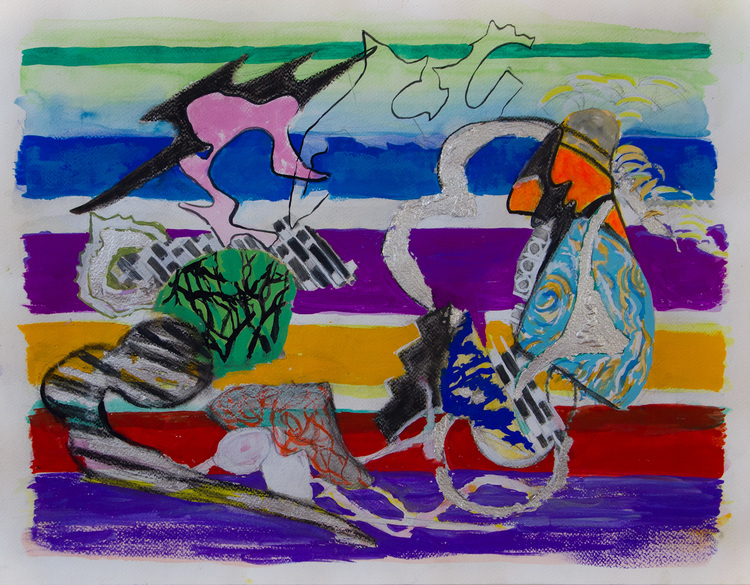 LAUREL SHUTE  Tropospheric Painting  paper, gouache, silver leaf