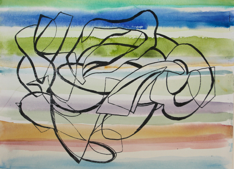 LAUREL SHUTE  Printmaking  ink jet print over watercolor