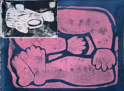 laurence hegarty  ACRYLIC AND BLOCK PRINT ON PAPER
