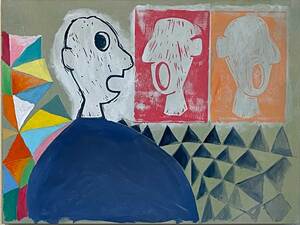 laurence hegarty PAINTING BLOCK PRINT AND ACRYLIC PAINT ON PANEL