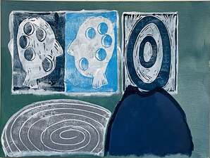 laurence hegarty PAINTING BLOCK PRINT AND ACRYLIC PAINT ON PANEL