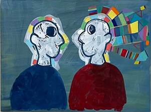 laurence hegarty PAINTING BLOCK PRINT AND ACRYLIC PAINT ON PANEL