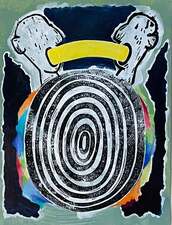 laurence hegarty PAINTING ACRYLIC AND BLOCK PRINT ON PANEL