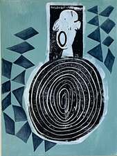 laurence hegarty PAINTING ACRYLIC AND BLOCK PRINT ON PANEL