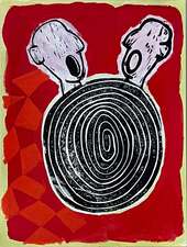 laurence hegarty PAINTING ACRYLIC AND BLOCK PRINT ON PANEL