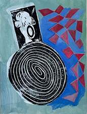 laurence hegarty PAINTING ACRYLIC AND BLOCK PRINT ON PANEL