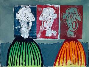 laurence hegarty PAINTING ACRYLIC AND BLOCK PRINT ON PANEL