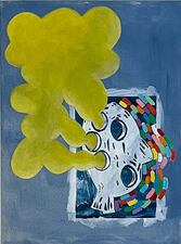 laurence hegarty PAINTING ACRYLIC AND BLOCK PRINT ON PANEL