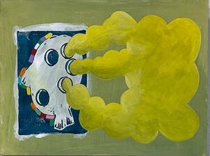 laurence hegarty PAINTING ACRYLIC AND BLOCK PRINT ON PANEL