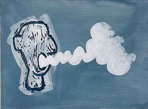 laurence hegarty PAINTING ACRYLIC AND BLOCK PRINT ON WOOD PANEL