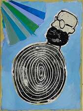 laurence hegarty PAINTING ACRYLIC AND BLOCK PRINT ON PANEL