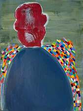 laurence hegarty PAINTING ACRYLIC AND BLOCK PRINT ON WOOD PANEL