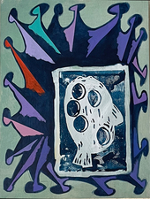 laurence hegarty PAINTING ACRYLIC AND BLOCK PRINT ON PANEL