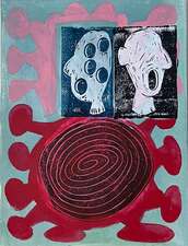 laurence hegarty PAINTING ACRYLIC AND BLOCK PRINT ON PAPER