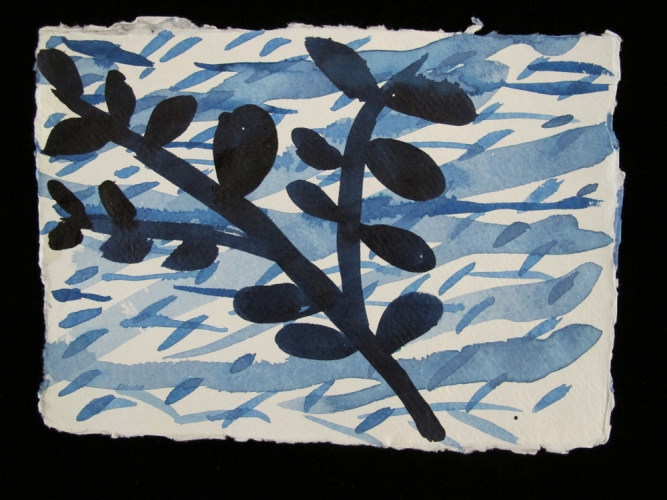 Laurie Olinder River indigo ink on paper