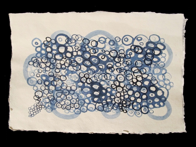 Laurie Olinder Bubbles indigo ink on paper