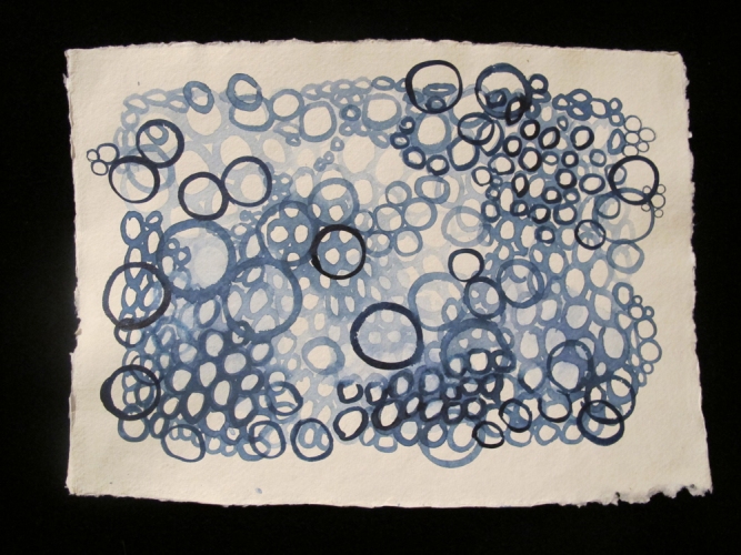 Laurie Olinder Bubbles indigo ink on paper