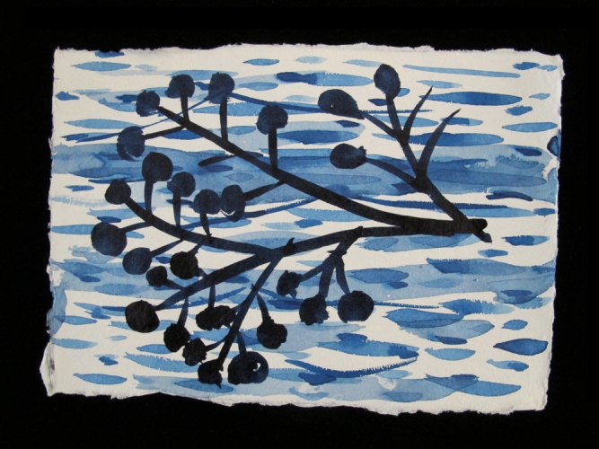Laurie Olinder River indigo ink on paper