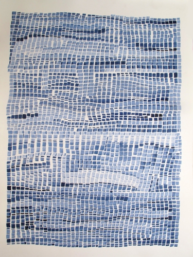 Laurie Olinder Blue Square Flags indigo ink on paper