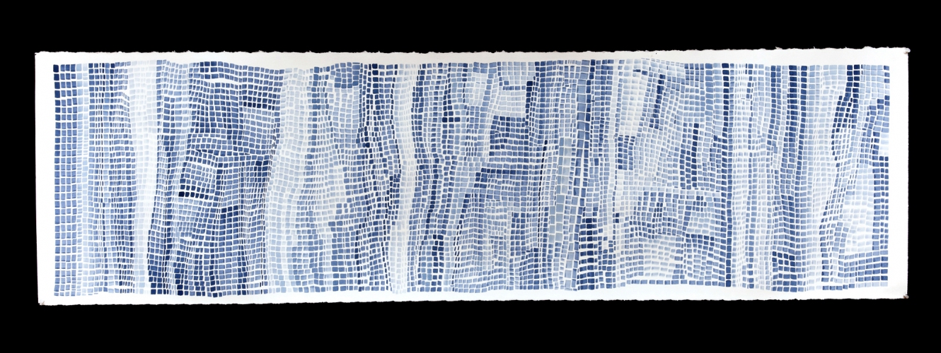 Laurie Olinder Paper Falls indigo ink on paper
