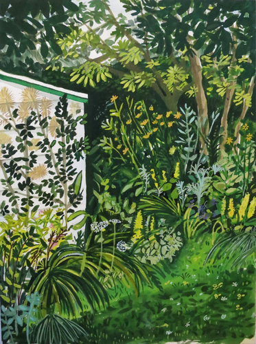 Laurie Olinder garden paintings gouache on paper