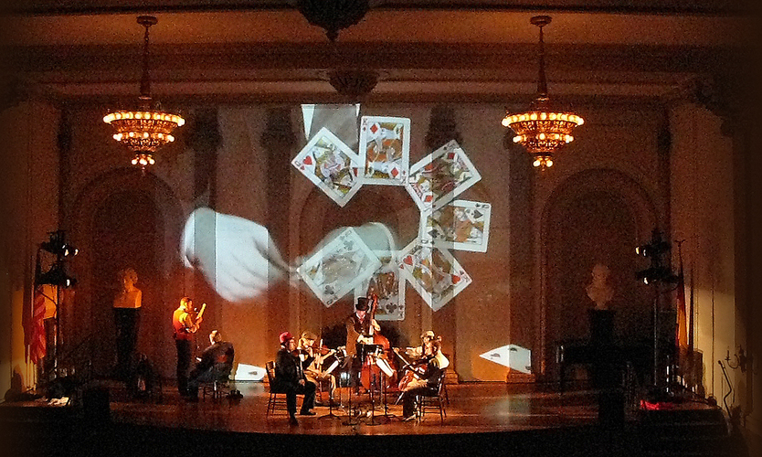 Laurie Olinder Gavin Bryars-Man in a Room Gambling projection design