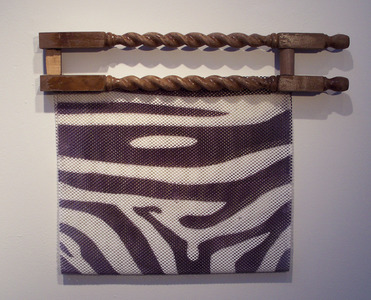 Leigh Anne Chambers older stuff non-slip carpet liner, spray paint and found wood