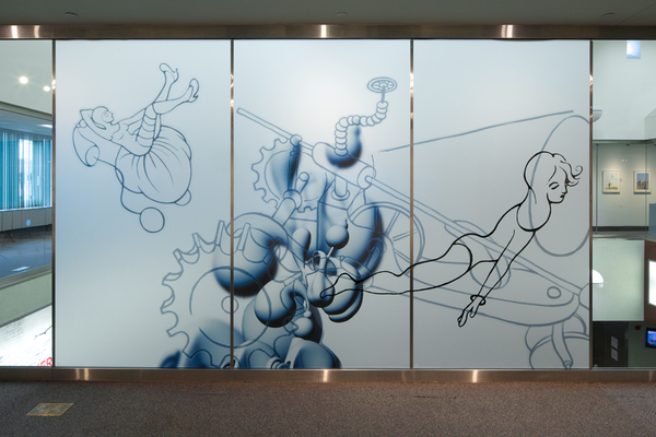 Leona Christie wall drawings / installations Vinyl adhesive graphics on glass wall