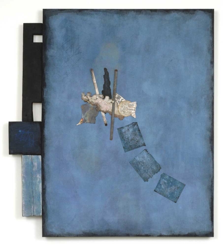Leslie Shaw Zadoian Constructed Space Acrylic, pastel, pencil, paper, metal and wood on canvas