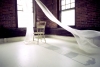  installations silk organza, chair, carved floor