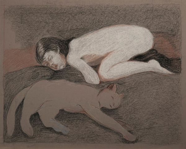 "Sleepers" Drawings and Prints charcoal and pastel on paper