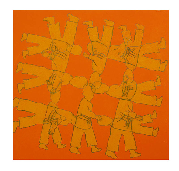 "Walking" Drawings and Prints charcoal and pencil on silkscreened paper