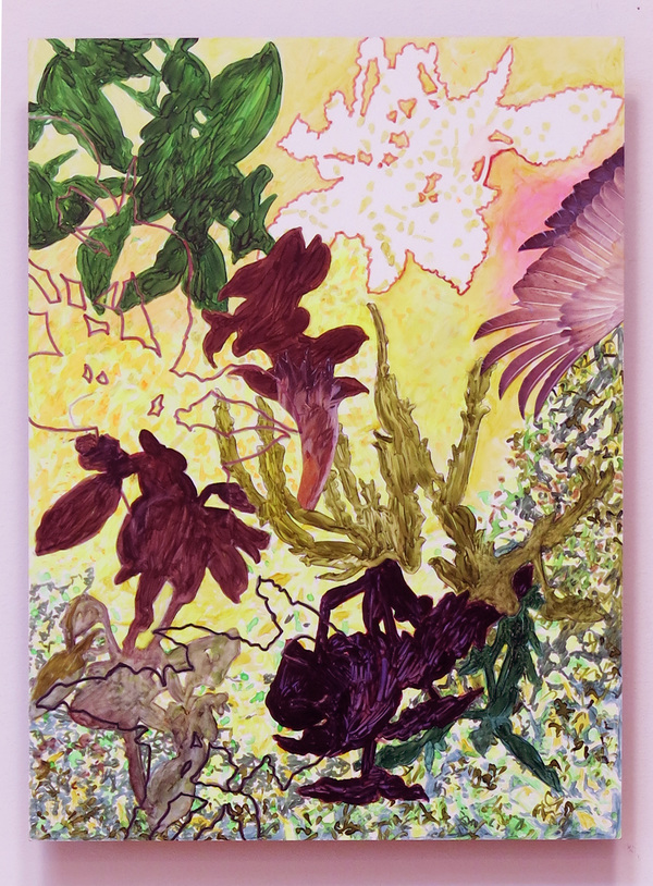 "Underwater" Nature Defiant 2020 permanent marker and collage on board
