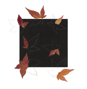 Linda Stillman Botanicals acrylic, Japanese Maple leaf fragments, pencil on museum board