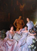 Frank Lind Nudes: Homage to Sargent Oil on canvas