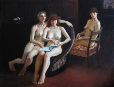 Frank Lind Nudes: Homage to Sargent Oil on canvas